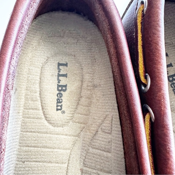 L.L. Bean Mens Camp Moc Brown Leather Boat Shoes Moccasin Stitching OU670 Size 8 - Picture 6 of 14